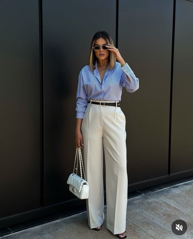 شومیز آبی با شلوار سفید